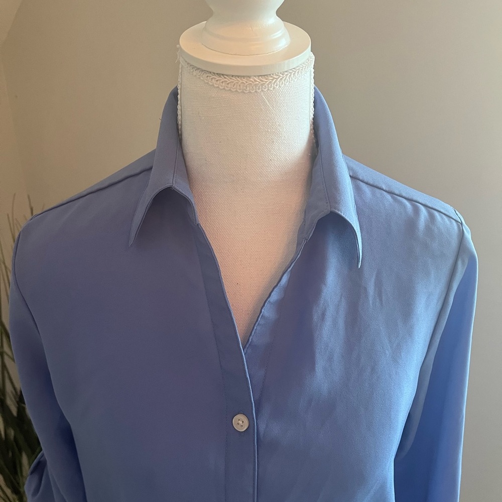 Lands' End Light Blue Button-Up Blouse - Picture 2 of 7
